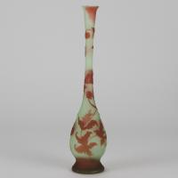 Early 20th Century Cameo Glass "Slender Art Nouveau Vase" by Emile Galle