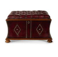 A late Victorian mahogany leathered box stool or Ottoman