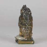Early 20th Century Cold-Painted Bronze Sculpture "Wise Owl" by Franz Bergman